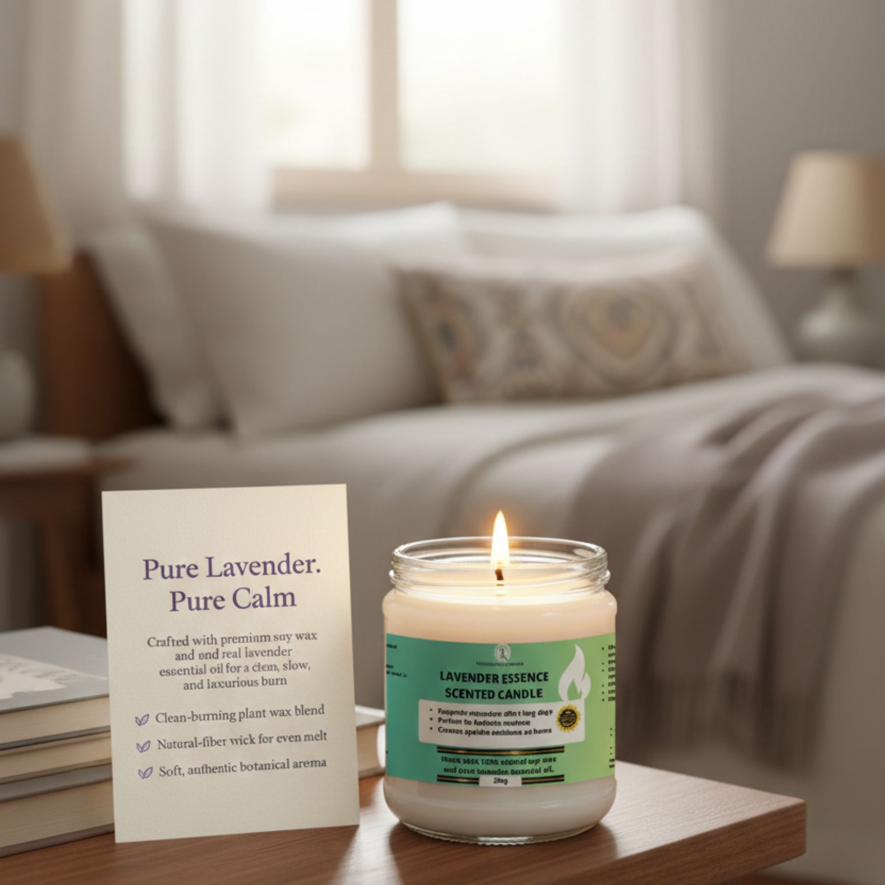 Lavender Essence Scented Candle - Promotes relaxation and emotional balance