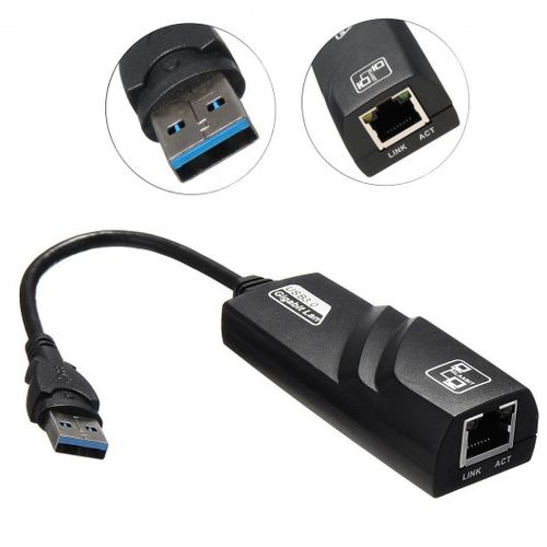 USB 3.0 SPEED TO RJ 45 External Network Card LAN Adapter 10/100/1000 Mbps Gigabit Ethernet(Black)