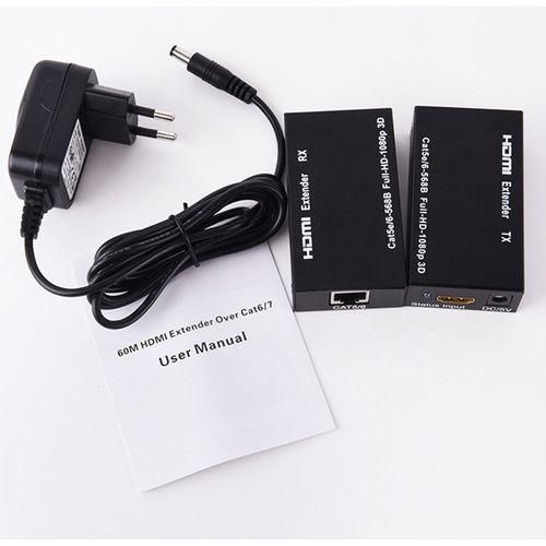 Top Quality 60M HDMI-Computer Extender 1080p 3D HDMI -Computer Transmitter Receiver Over Cat 5e/6 RJ45 Ethernet Converter