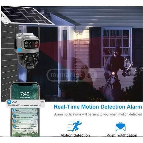 4K  Dual  camera Screen Solar Camera Outdoor Wireless 4G/ Simcard PTZ Dual Lens Security Protection Auto Tracking CCTV Cameras