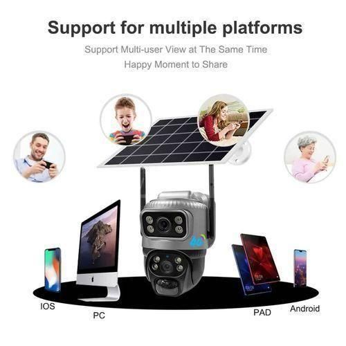 4K  Dual  camera Screen Solar Camera Outdoor Wireless 4G/ Simcard PTZ Dual Lens Security Protection Auto Tracking CCTV Cameras