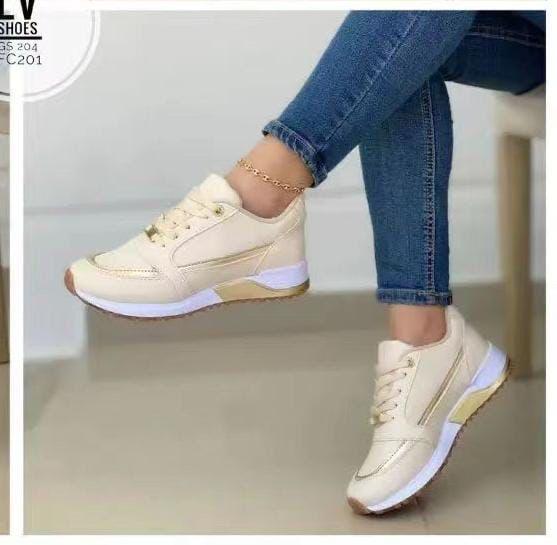 🔧 💥 SUPER OFFER 💥  🔧 - A 1 PC Ladies Fashion Sneakers 👟 Casual Lace-Up Round Toe, Genuine Leather Upper, EVA Foam Insole, Rubber Outsole, Low Flat Heel, Stylish & Affordable