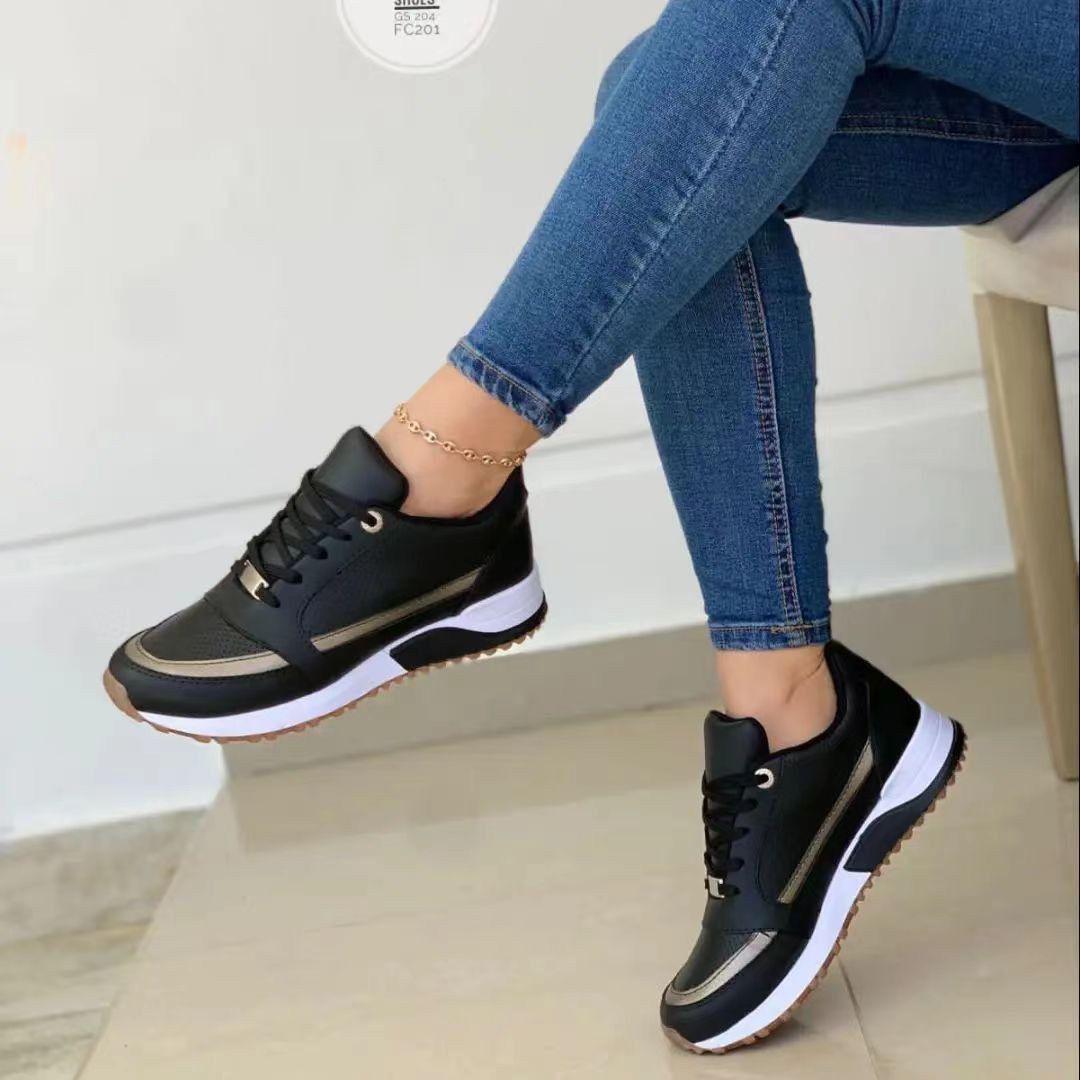 🔧 💥 SUPER OFFER 💥  🔧 - A 1 PC Ladies Fashion Sneakers 👟 Casual Lace-Up Round Toe, Genuine Leather Upper, EVA Foam Insole, Rubber Outsole, Low Flat Heel, Stylish & Affordable