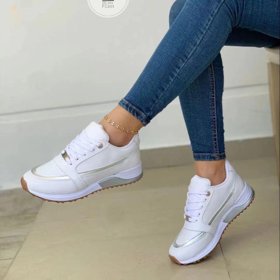 🔧 💥 SUPER OFFER 💥  🔧 - A 1 PC Ladies Fashion Sneakers 👟 Casual Lace-Up Round Toe, Genuine Leather Upper, EVA Foam Insole, Rubber Outsole, Low Flat Heel, Stylish & Affordable
