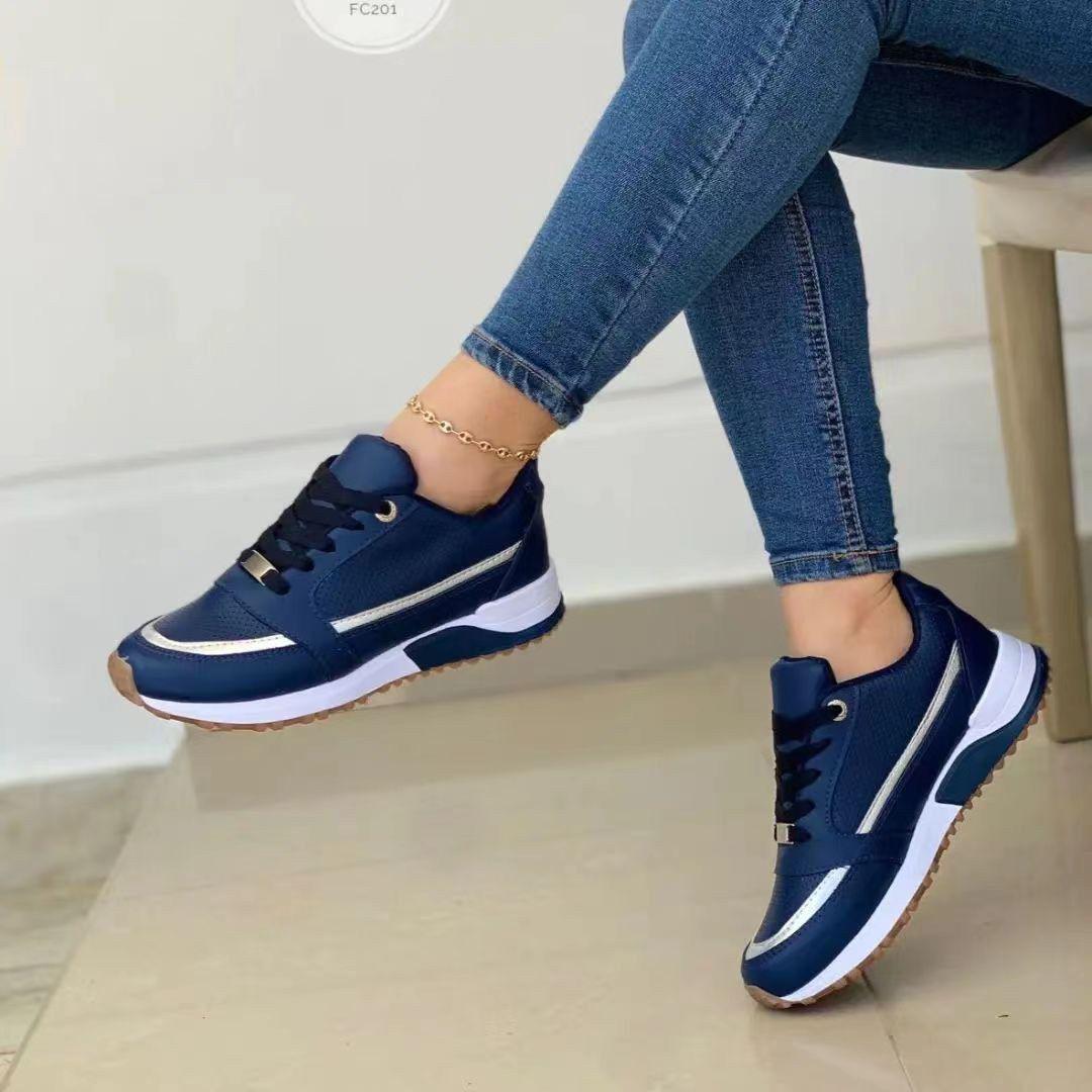 🔧 💥 SUPER OFFER 💥  🔧 - A 1 PC Ladies Fashion Sneakers 👟 Casual Lace-Up Round Toe, Genuine Leather Upper, EVA Foam Insole, Rubber Outsole, Low Flat Heel, Stylish & Affordable