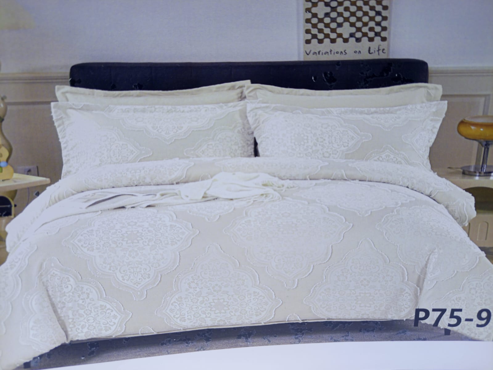 🔥 SPECIAL OFFER 🔥 6 Pcs Tufted Duvet Cover Set 6x6ft – 1 Duvet Cover, 1 Bedsheet & 4 Pillowcases Cotton Blend Modern All-Season Bedding Set