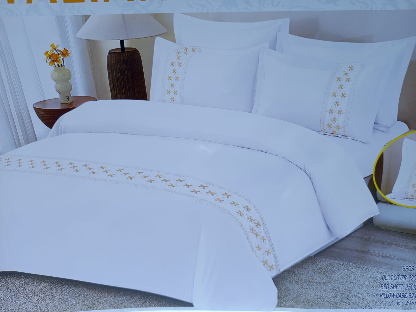 🔥 SPECIAL OFFER 🔥 6 Pcs Tufted Duvet Cover Set 6x6ft – 1 Duvet Cover, 1 Bedsheet & 4 Pillowcases Cotton Blend Modern All-Season Bedding Set