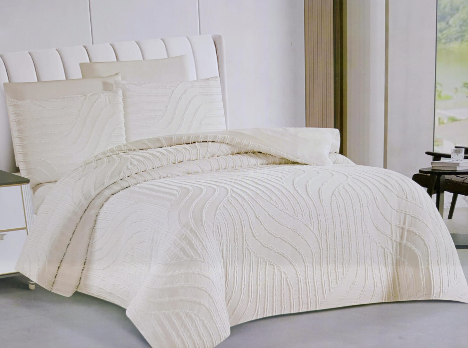 🔥 SPECIAL OFFER 🔥 6 Pcs Tufted Duvet Cover Set 6x6ft – 1 Duvet Cover, 1 Bedsheet & 4 Pillowcases Cotton Blend Modern All-Season Bedding Set