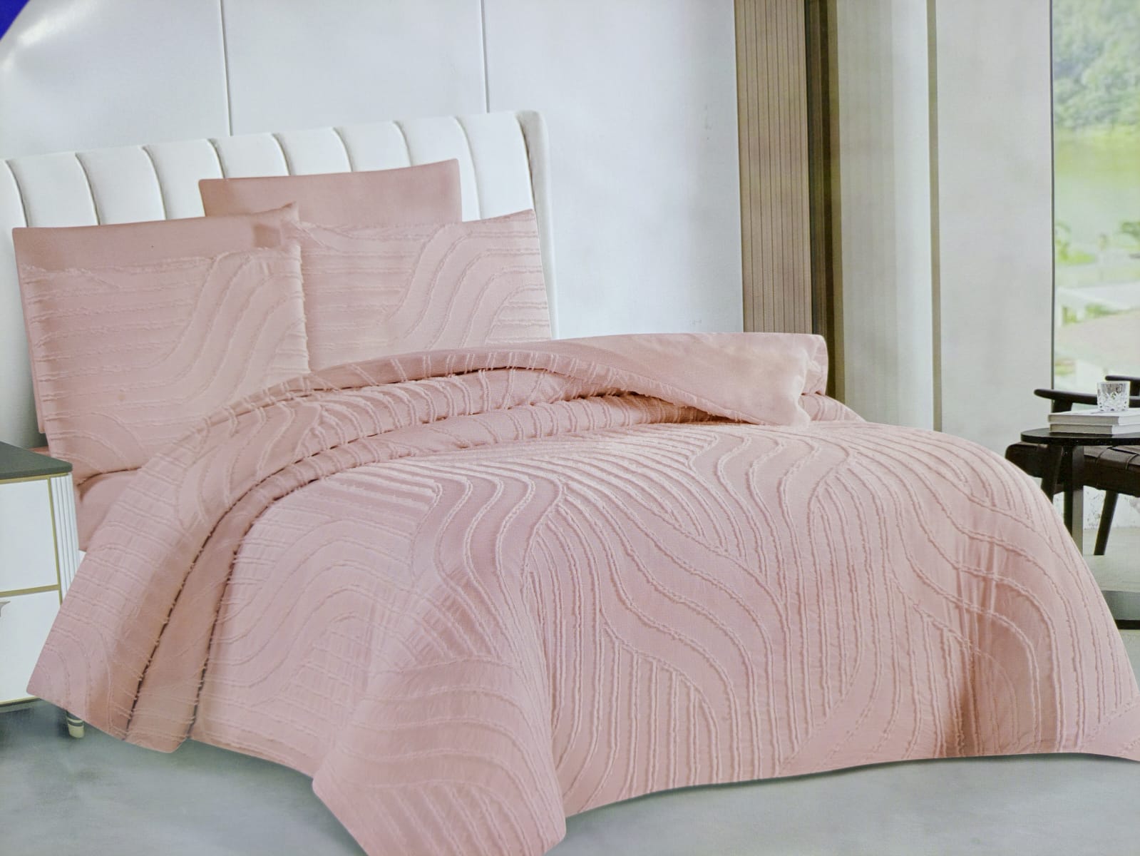 🔥 SPECIAL OFFER 🔥 6 Pcs Tufted Duvet Cover Set 6x6ft – 1 Duvet Cover, 1 Bedsheet & 4 Pillowcases Cotton Blend Modern All-Season Bedding Set