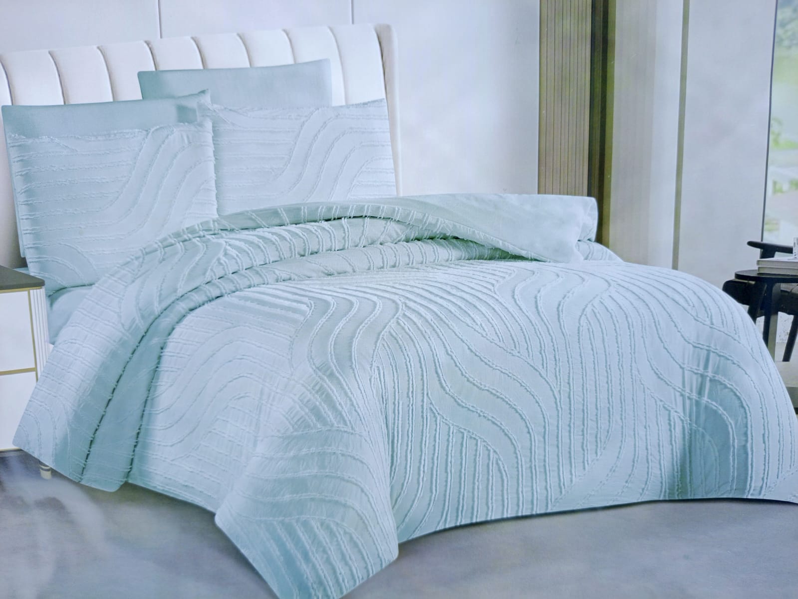 🔥 SPECIAL OFFER 🔥 6 Pcs Tufted Duvet Cover Set 6x6ft – 1 Duvet Cover, 1 Bedsheet & 4 Pillowcases Cotton Blend Modern All-Season Bedding Set