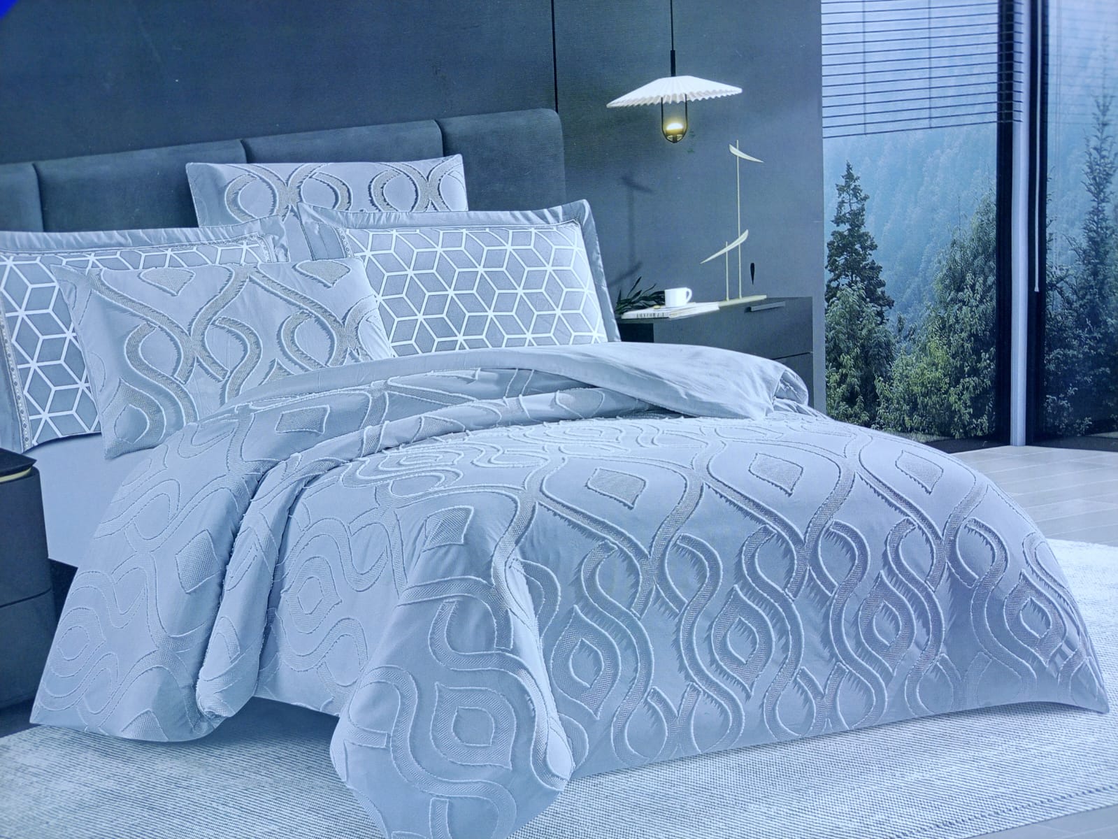 🔥 SPECIAL OFFER 🔥 6 Pcs Tufted Duvet Cover Set 6x6ft – 1 Duvet Cover, 1 Bedsheet & 4 Pillowcases Cotton Blend Modern All-Season Bedding Set