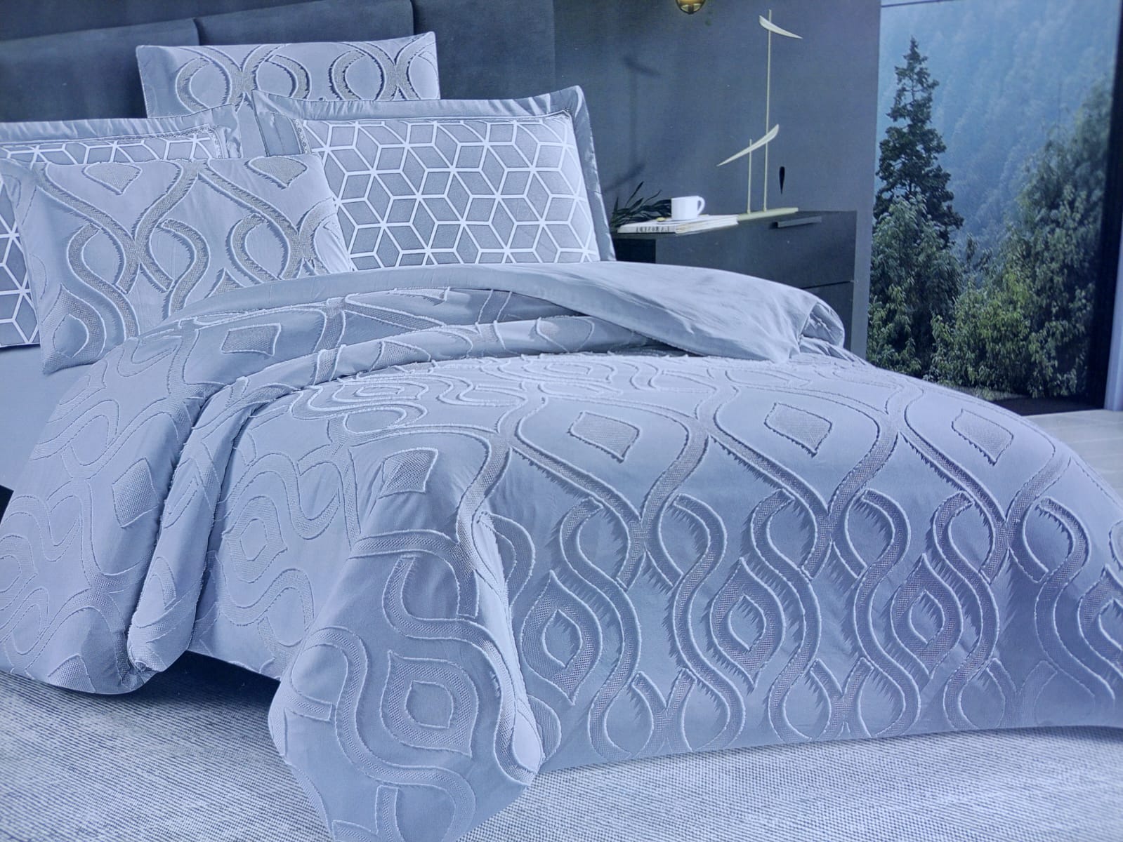 🔥 SPECIAL OFFER 🔥 6 Pcs Tufted Duvet Cover Set 6x6ft – 1 Duvet Cover, 1 Bedsheet & 4 Pillowcases Cotton Blend Modern All-Season Bedding Set