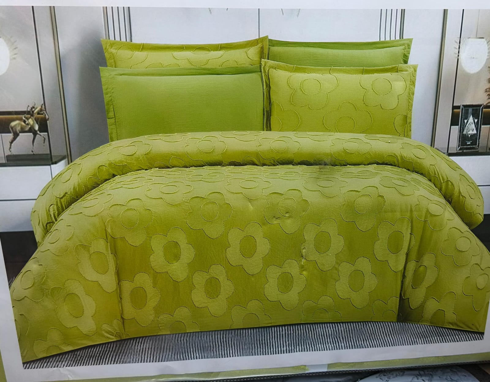 🔥 SPECIAL OFFER 🔥 6 Pcs Tufted Duvet Cover Set 6x6ft – 1 Duvet Cover, 1 Bedsheet & 4 Pillowcases Cotton Blend Modern All-Season Bedding Set