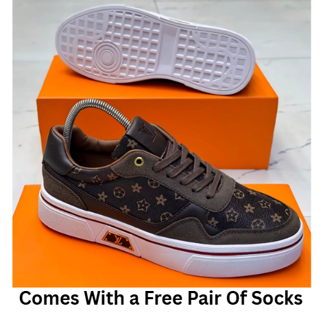 [ SHOP SMART AND SAVE BIG AT AN AMAZING OFFER PRICE 🤩🤩✨ !!! ]  1Pair Brand New High Quality Durable & Comfortable Louis vuitton Sneakers . That Comes With a Free Pair of Socks