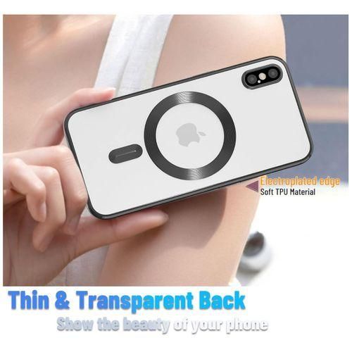 Apple iPhone X/XS Case, iPhone Xs Case/Cover, Electroplated, Clear, Slim, with Camera Protection, Shockproof Case for iPhone X/ iPhone Xs Compatible with MagSafe, Black Bord