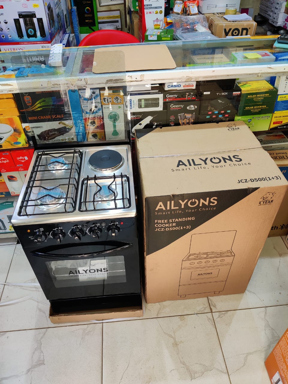 💎 EXCLUSIVE OFFER 💎-1pic Ailyons Standing Cooker 3G+1E Gas & Electric 50x55cm Oven Multi-Burner Kitchen Stove Durable Home Appliance