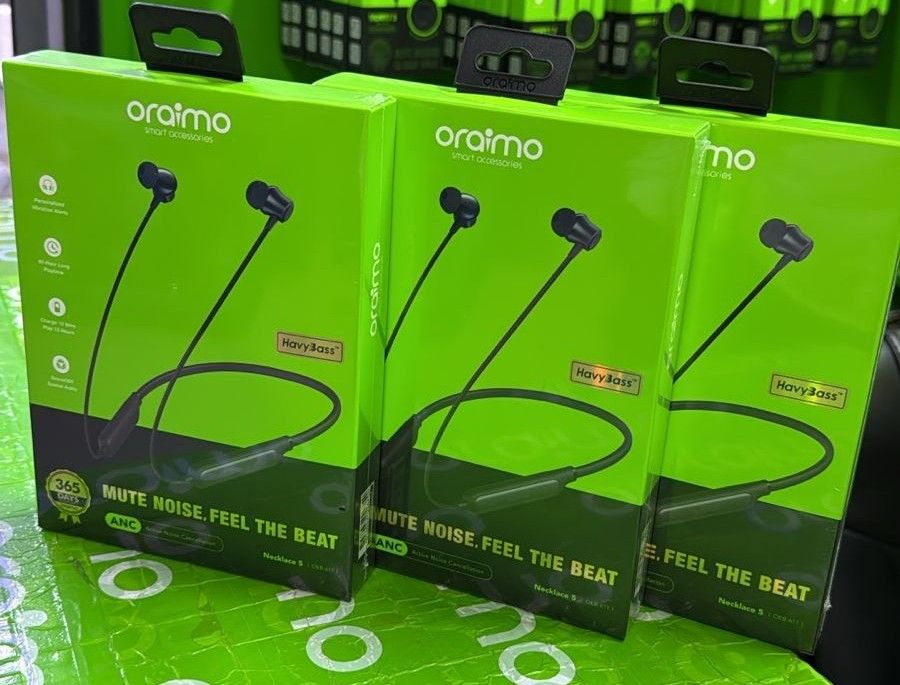 Oraimo Necklace 5 OEB-611, Tuned noise cancellation, long playtime, wireless headphone, 260 MAh, 10m - Black