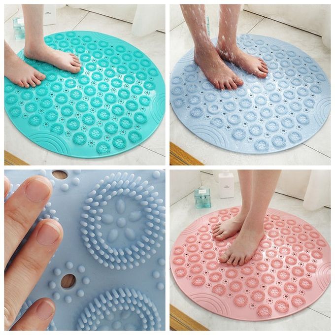 55cm Round Anti-Slip Rubber Foot Massager Cleaner/Scrubber Shower Bath Mat for Bathroom Floor