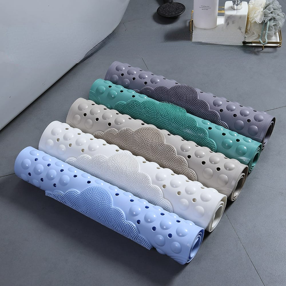 Antislip bathroom mat with foot scrub