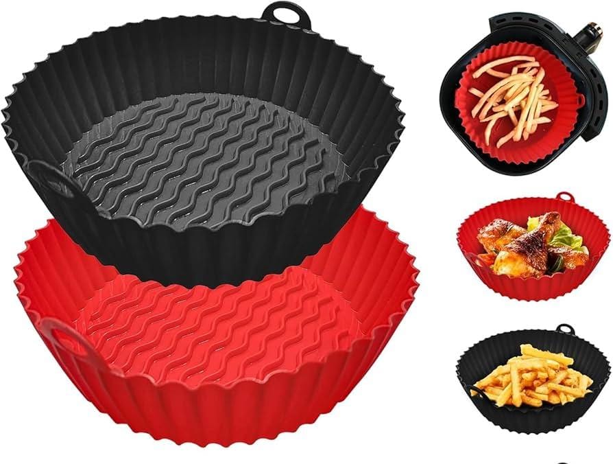 Silicone Air Fryer Pot, Air Fryer Silicone Baking Pan, Reusable Non-Stick Air Fryer Silicone Liners, Replacement of Parchment Liner, Compatible with Most Air Fryer Basket