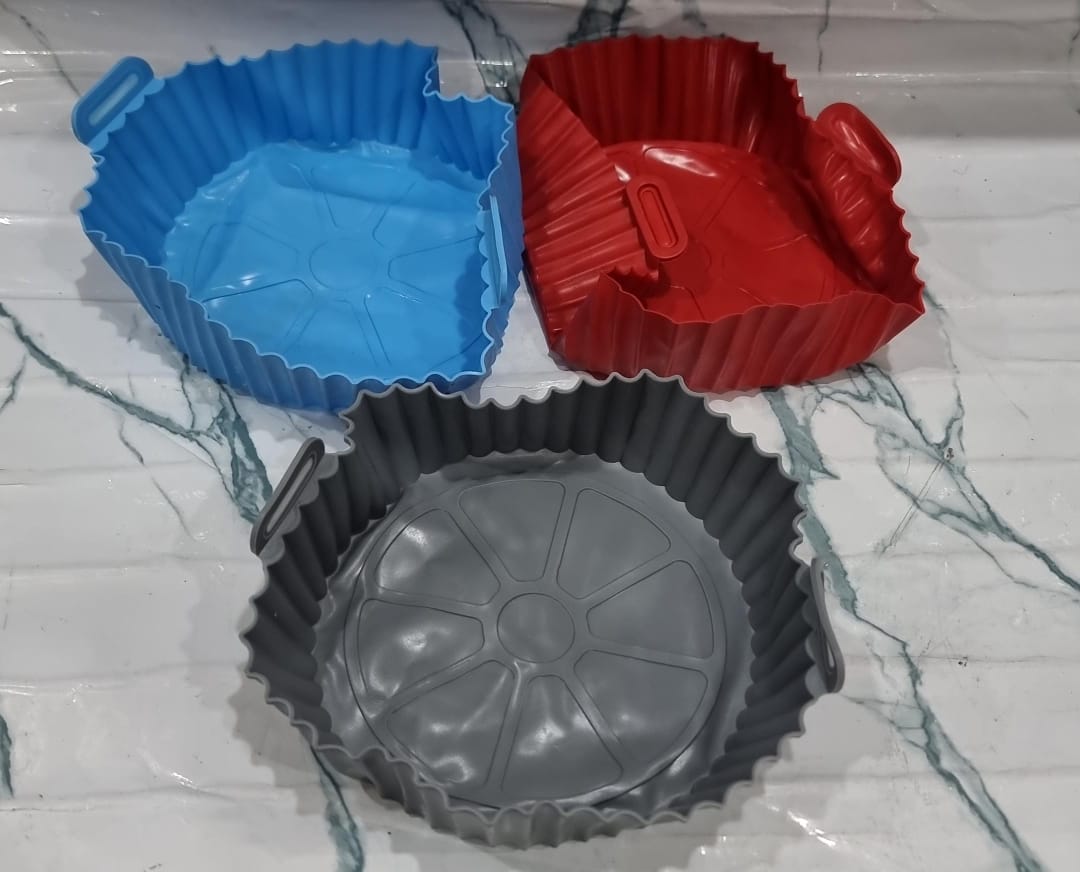 Silicone Air Fryer Pot, Air Fryer Silicone Baking Pan, Reusable Non-Stick Air Fryer Silicone Liners, Replacement of Parchment Liner, Compatible with Most Air Fryer Basket
