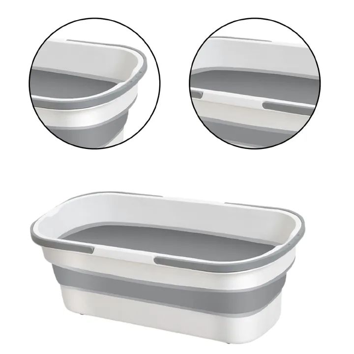 12L Collapsible Bucket Portable Folding Mop Bucket Silicone Bucket with Wheels and Handles Multi-Purpose Bucket Home Clean Accessory