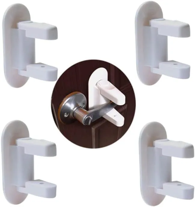 Door Lock Without Drilling Lever Locks Strong Adhesive Baby Safety Door Handle Locks Latches Door Handle Child Proof Locks for Childproof Petproof
