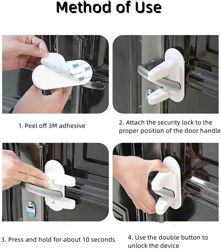 Door Lock Without Drilling Lever Locks Strong Adhesive Baby Safety Door Handle Locks Latches Door Handle Child Proof Locks for Childproof Petproof