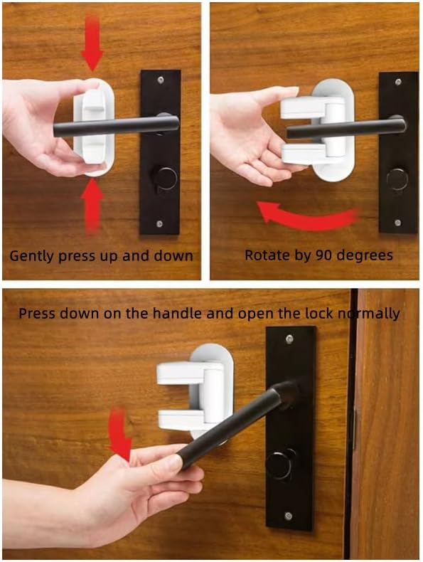 Door Lock Without Drilling Lever Locks Strong Adhesive Baby Safety Door Handle Locks Latches Door Handle Child Proof Locks for Childproof Petproof