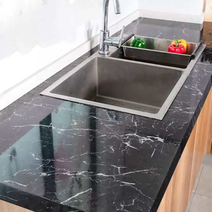 60*500cm Black Marble Self Adhesive Wall Stickers Oil-Proof Waterproof Peel & Stick Contact Wallpaper for Kitchen Living Room Office Table Home Decor Furniture Workshop
