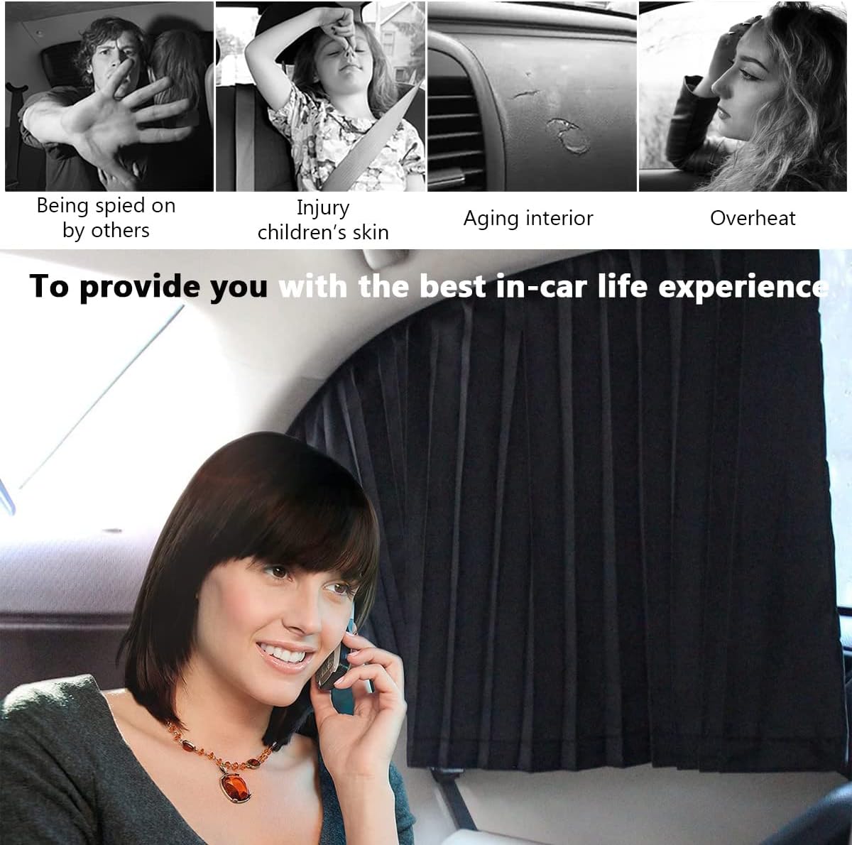 4pcs Set Car Curtain -Sun Protection & Privacy
