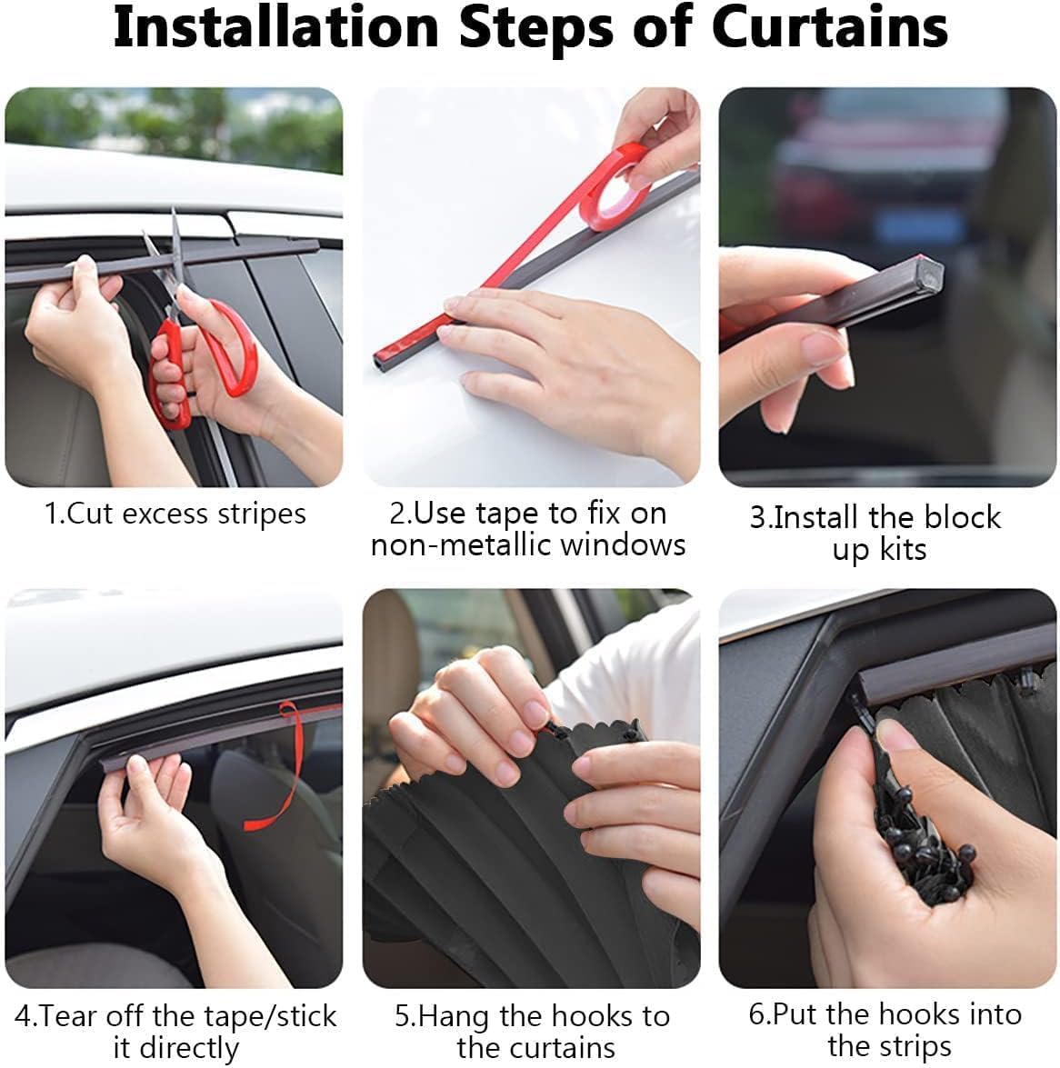 4pcs Set Car Curtain -Sun Protection & Privacy