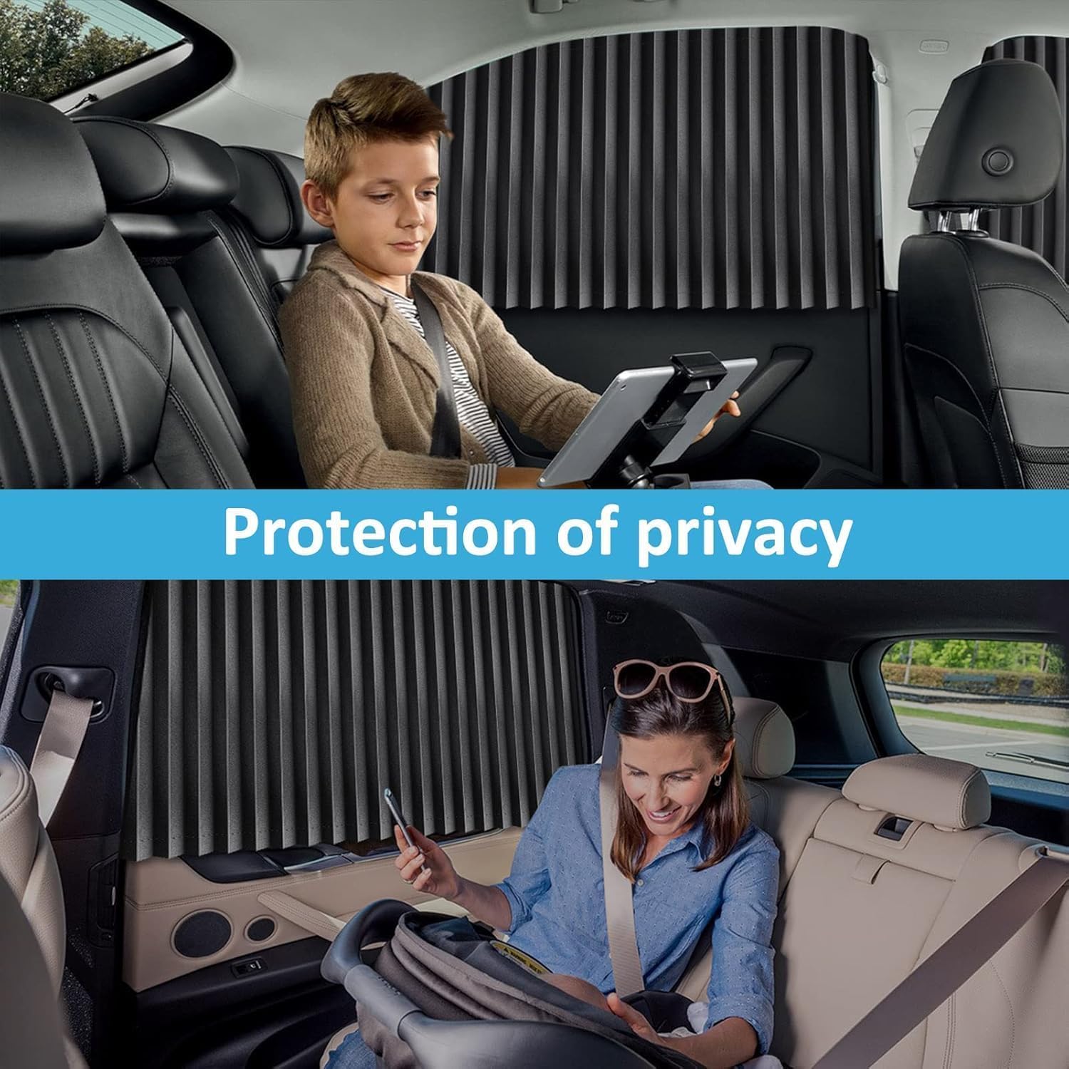 4pcs Set Car Curtain -Sun Protection & Privacy