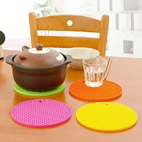Multipurpose Silicon Round sufuria Hot Mat Pot Holders for Kitchen and Dining/Hot Plate Stand/Heat Resistant Coasters Dinning Table Mat