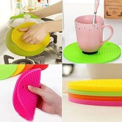 Multipurpose Silicon Round sufuria Hot Mat Pot Holders for Kitchen and Dining/Hot Plate Stand/Heat Resistant Coasters Dinning Table Mat
