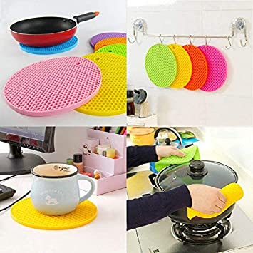 Multipurpose Silicon Round sufuria Hot Mat Pot Holders for Kitchen and Dining/Hot Plate Stand/Heat Resistant Coasters Dinning Table Mat