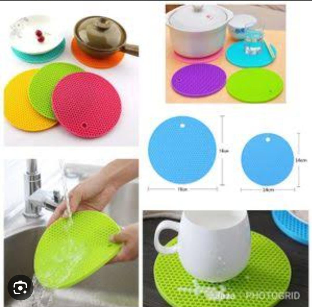 Multipurpose Silicon Round sufuria Hot Mat Pot Holders for Kitchen and Dining/Hot Plate Stand/Heat Resistant Coasters Dinning Table Mat