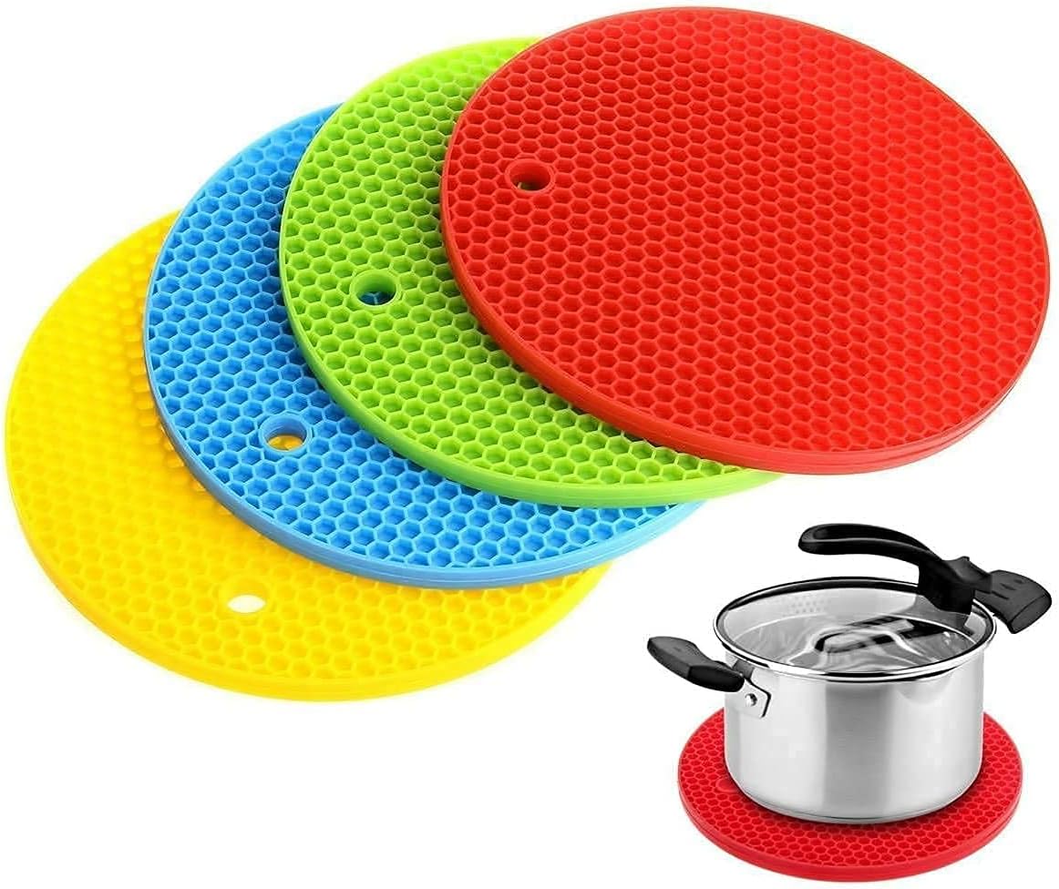 Multipurpose Silicon Round sufuria Hot Mat Pot Holders for Kitchen and Dining/Hot Plate Stand/Heat Resistant Coasters Dinning Table Mat