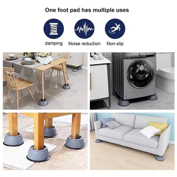 4Pcs Anti Vibration Feet Pads Rubber Mat Slide Stop Silent Universal Washing Machine Refrigerator Furniture Fixed Riser Damper Stand