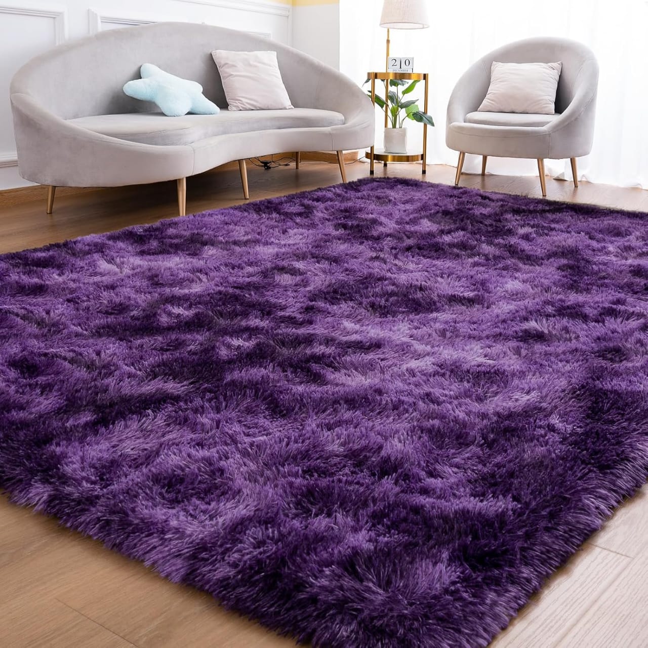 7 By 8 Luxurious Soft Fluffy Carpet - Area Warm Rugs - Anti-Skid