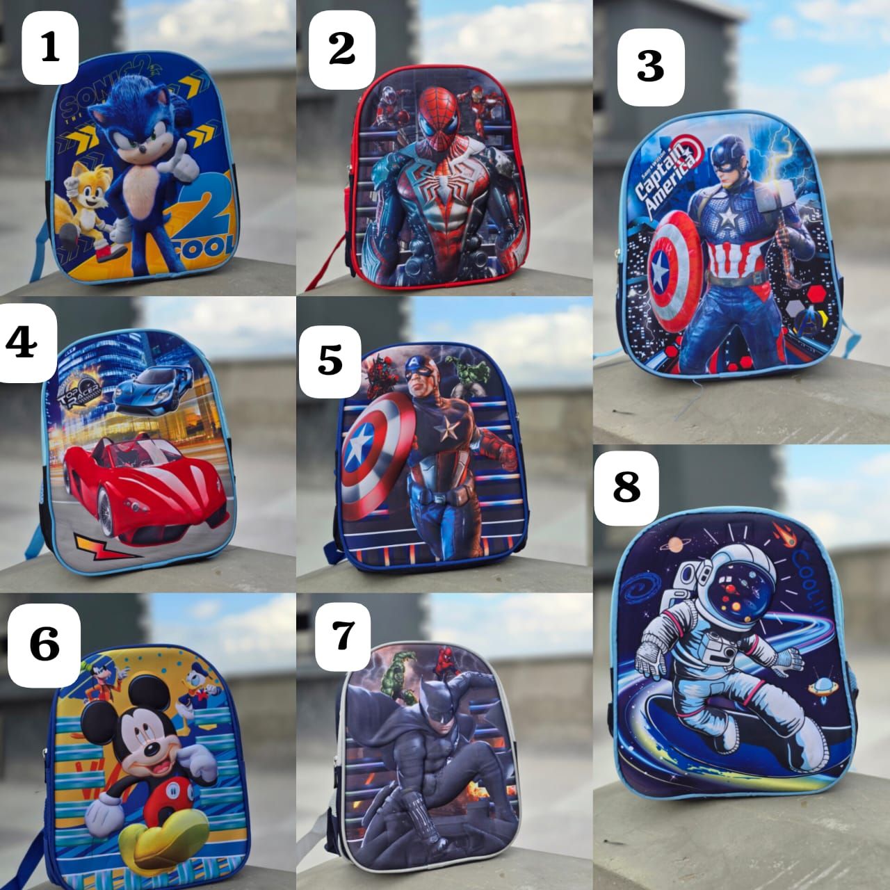 Kindergarten Cartoon-Themed School Bags / Backpacks

Bright, fun and perfectly sized for little learners!
These adorable cartoon-themed bac