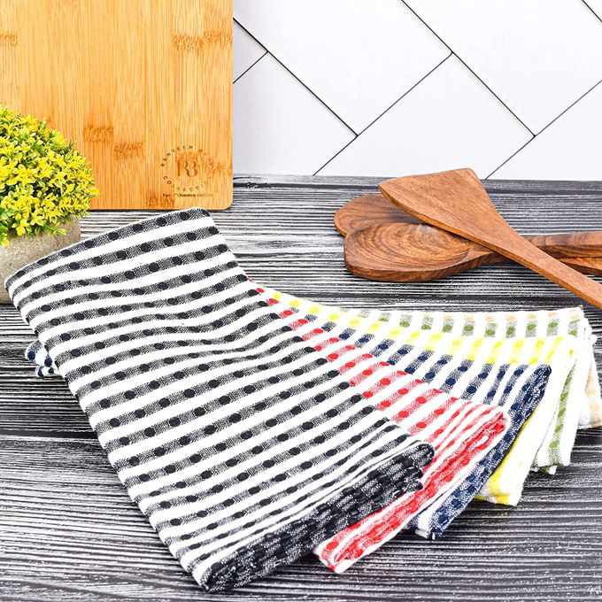 12 Pcs100% Checkered Cotton Kitchen Towels