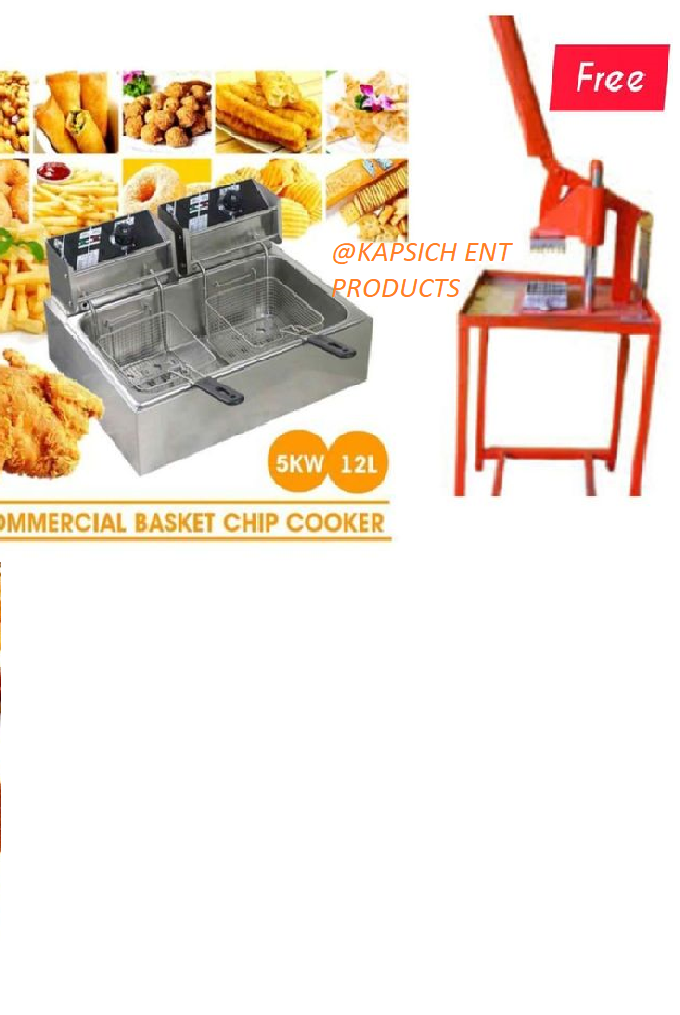Redberry 6L+6L Double Electric Chips Deep Fryer Machine+COMMERCIAL CHIPS CUTTER