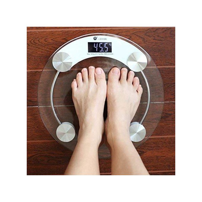 Digital Glass Weight Machine for body weight Round Personal weighing scale for home use Bathroom Weighing Machine (Transparent)