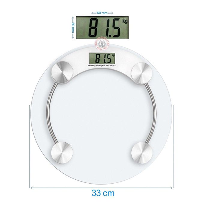 Digital Glass Weight Machine for body weight Round Personal weighing scale for home use Bathroom Weighing Machine (Transparent)