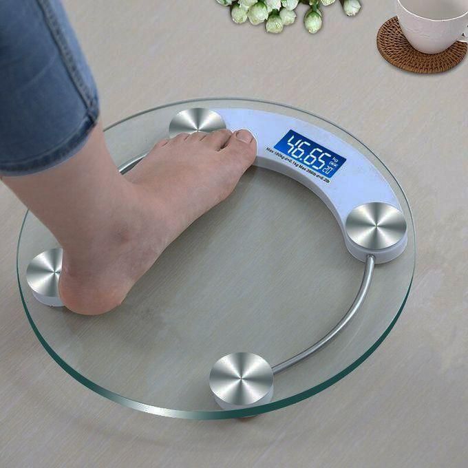 Digital Glass Weight Machine for body weight Round Personal weighing scale for home use Bathroom Weighing Machine (Transparent)