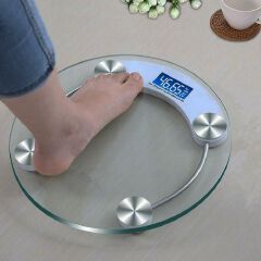 Digital Glass Weight Machine for body weight Round Personal weighing scale for home use Bathroom Weighing Machine (Transparent)