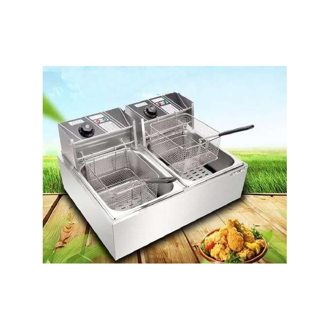 Redberry DOUBLE COMMERCIAL DEEP FRYER 6+6 LITRES TANKS PLUS COMMERCIAL CHIPS CUTTER PLUS FREE TV GUARD FRIDGE GUARD 4 WAY SOCKET