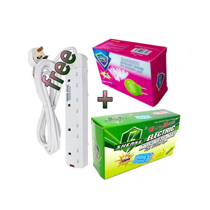 Shenke UNIVERSAL MOSQUITO REPELLENT HEATER AND MAT + FREE 4 WAY POWER EXTENSION CABLE
