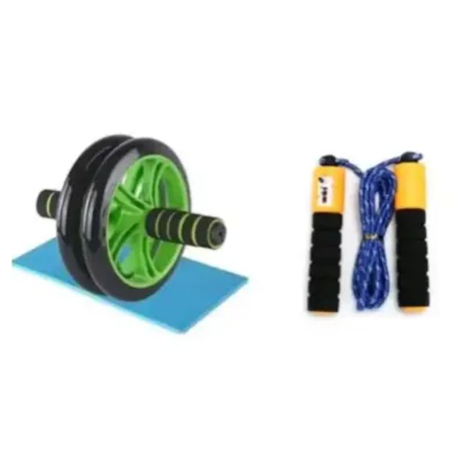 Abs Roller+ free mat + Skipping rope with digital counter,roller abs roller,skipping rope with digital counter,double wheel roller ,Wheel Roller Workout Arm And Waist Fitness